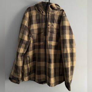Oakley Men's Tan and Black Plaid Jacket